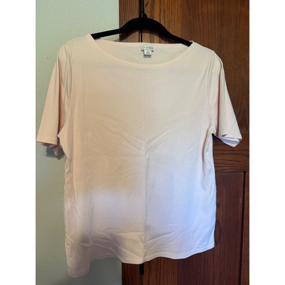 J. Crew Tops - J. Crew Boatneck T-Shirt Womens XL Pale Pink Short Sleeve Knit Top Basic Tee
